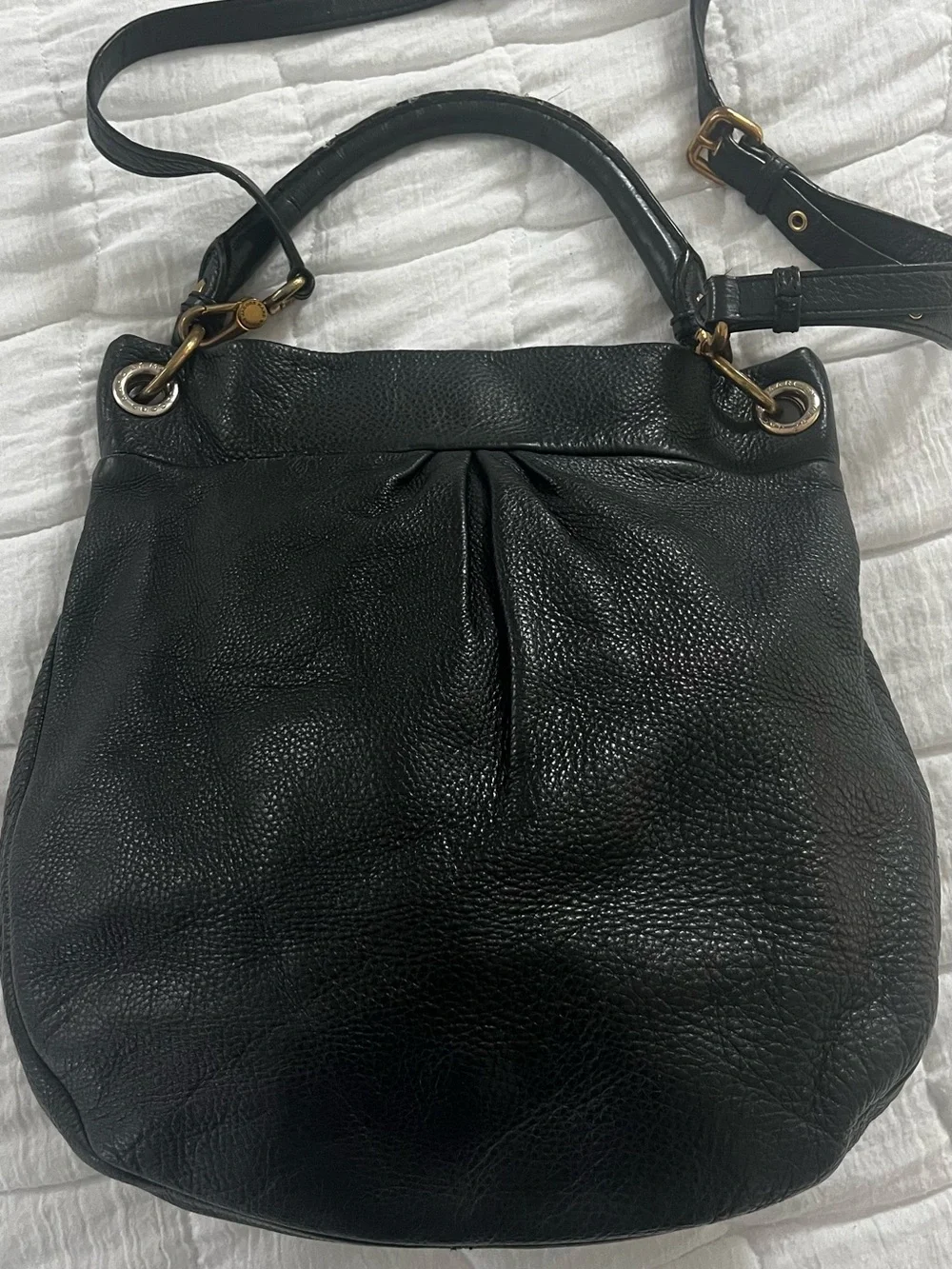 Marc by Marc Jacobs Black Pebbled Leather Hobo with Gold Hardware